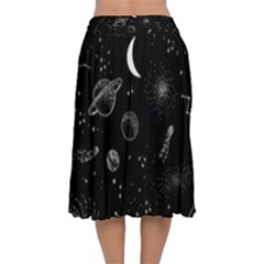 Velvet Flared Midi Skirt 