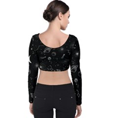 Velvet Long Sleeve Crop Top 