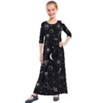 Cosmic Black Space Star Kids  Quarter Sleeve Maxi Dress