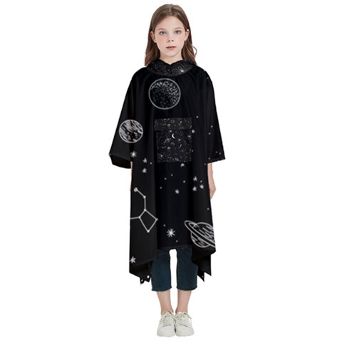 Cosmic Black Space Star Kids  Hooded Rain Ponchos from ArtsNow.com