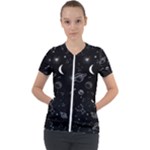 Cosmic Black Space Star Short Sleeve Zip Up Jacket