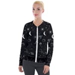 Cosmic Black Space Star Velvet Zip Up Jacket