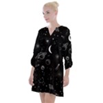 Cosmic Black Space Star Open Neck Shift Dress