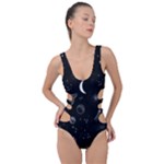 Cosmic Black Space Star Side Cut Out Swimsuit