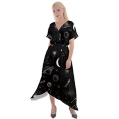 Cross Front Sharkbite Hem Maxi Dress 