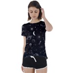 Cosmic Black Space Star Short Sleeve Open Back T-Shirt