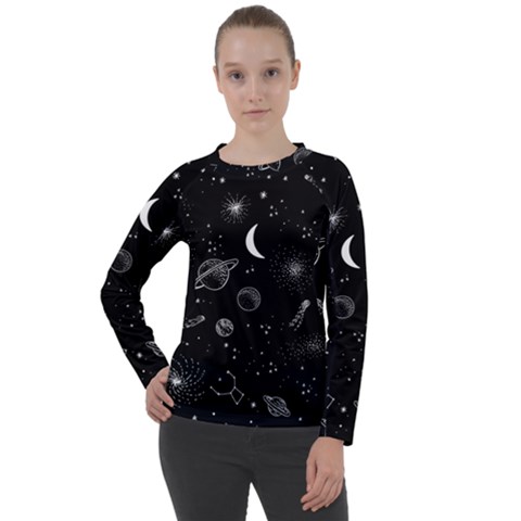 Cosmic Black Space Star Women s Long Sleeve Raglan T