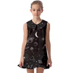 Cosmic Black Space Star Kids  Pilgrim Collar Ruffle Hem Dress