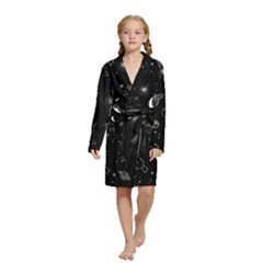 Cosmic Black Space Star Kids  Long Sleeve Velvet Lounge Robe from ArtsNow.com