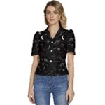 Cosmic Black Space Star Puffed Short Sleeve Button Up Jacket