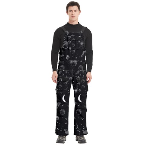 Cosmic Black Space Star Men s Side Zip Front Pouch Ski And Snowboard Bib Pants	 from ArtsNow.com