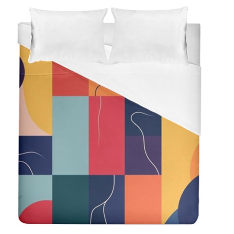 Minimalist Pattern With Simple Lines And Shapes, Creating A Clean And Modern Aesthe Duvet Cover (Queen Size) from ArtsNow.com