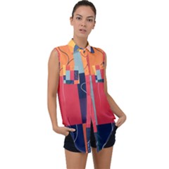 Sleeveless Chiffon Button Shirt 