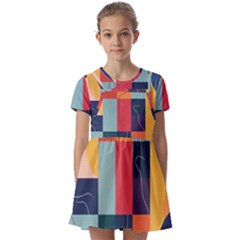 Kids  Short Sleeve Pinafore Style Dress 