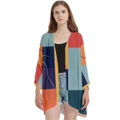 Open Front 3/4 Sleeve Batwing Chiffon Cardigan Kimono 