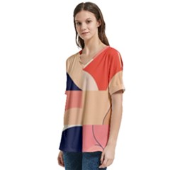 V-Neck Split Shoulder Casual T-Shirt 