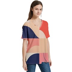 V-Neck Split Shoulder Casual T-Shirt 