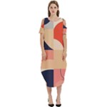 Minimalist Pattern With Simple Lines And Shapes, Creating A Clean And Modern Aesthe Cold Shoulder Loose Fit Dress With Pockets