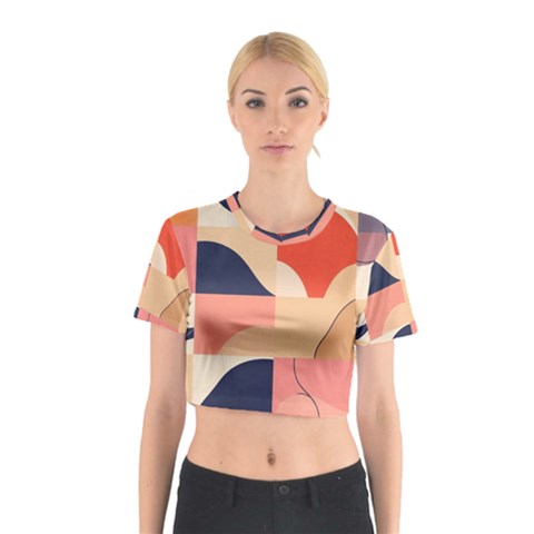 Minimalist Pattern With Simple Lines And Shapes, Creating A Clean And Modern Aesthe Cotton Crop Top from ArtsNow.com