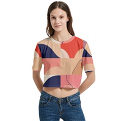 Women s Round Neck Short Sleeve Crop Top 