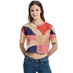 Minimalist Pattern With Simple Lines And Shapes, Creating A Clean And Modern Aesthe Women s Round Neck Short Sleeve Crop Top