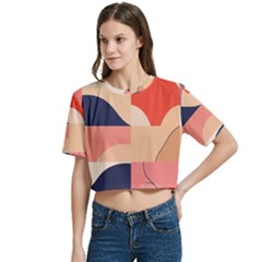 Women s Round Neck Short Sleeve Crop Top 