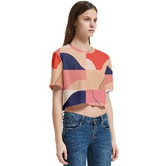 Women s Round Neck Short Sleeve Crop Top 