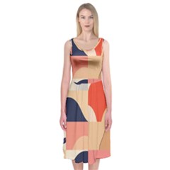 Minimalist Pattern With Simple Lines And Shapes, Creating A Clean And Modern Aesthe Midi Sleeveless Dress from ArtsNow.com