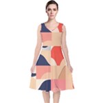 Minimalist Pattern With Simple Lines And Shapes, Creating A Clean And Modern Aesthe V-Neck Midi Sleeveless Dress 