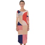 Minimalist Pattern With Simple Lines And Shapes, Creating A Clean And Modern Aesthe Quarter Sleeve Midi Bodycon Dress