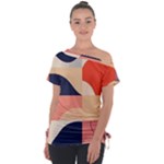 Minimalist Pattern With Simple Lines And Shapes, Creating A Clean And Modern Aesthe Off Shoulder Tie-Up T-Shirt