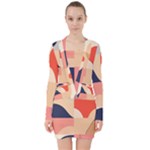 Minimalist Pattern With Simple Lines And Shapes, Creating A Clean And Modern Aesthe V-neck Bodycon Long Sleeve Dress