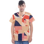 Minimalist Pattern With Simple Lines And Shapes, Creating A Clean And Modern Aesthe Men s V-Neck Scrub Top