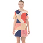 Minimalist Pattern With Simple Lines And Shapes, Creating A Clean And Modern Aesthe Sixties Short Sleeve Mini Dress