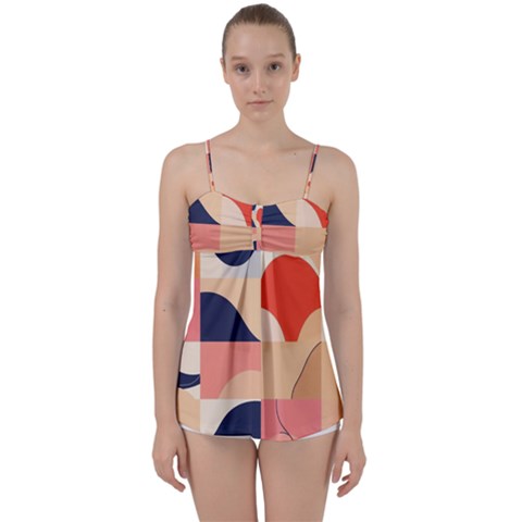 Minimalist Pattern With Simple Lines And Shapes, Creating A Clean And Modern Aesthe Babydoll Tankini Top from ArtsNow.com