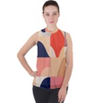 Minimalist Pattern With Simple Lines And Shapes, Creating A Clean And Modern Aesthe Mock Neck Chiffon Sleeveless Top