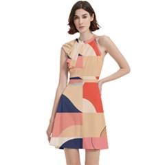 Cocktail Party Halter Sleeveless Dress With Pockets 