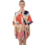 Minimalist Pattern With Simple Lines And Shapes, Creating A Clean And Modern Aesthe Half Sleeve Satin Kimono 