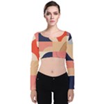 Minimalist Pattern With Simple Lines And Shapes, Creating A Clean And Modern Aesthe Velvet Long Sleeve Crop Top