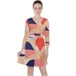 Minimalist Pattern With Simple Lines And Shapes, Creating A Clean And Modern Aesthe Quarter Sleeve Ruffle Waist Dress