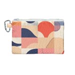 Minimalist Pattern With Simple Lines And Shapes, Creating A Clean And Modern Aesthe Canvas Cosmetic Bag (Medium)