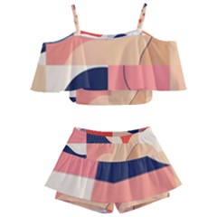 Kids  Off Shoulder Skirt Bikini 