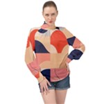 Minimalist Pattern With Simple Lines And Shapes, Creating A Clean And Modern Aesthe High Neck Long Sleeve Chiffon Top