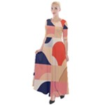 Minimalist Pattern With Simple Lines And Shapes, Creating A Clean And Modern Aesthe Half Sleeves Maxi Dress