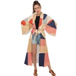 Minimalist Pattern With Simple Lines And Shapes, Creating A Clean And Modern Aesthe Maxi Kimono