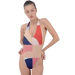 Minimalist Pattern With Simple Lines And Shapes, Creating A Clean And Modern Aesthe Backless Halter One Piece Swimsuit