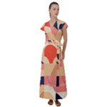 Minimalist Pattern With Simple Lines And Shapes, Creating A Clean And Modern Aesthe Flutter Sleeve Maxi Dress