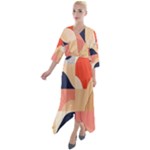 Minimalist Pattern With Simple Lines And Shapes, Creating A Clean And Modern Aesthe Quarter Sleeve Wrap Front Maxi Dress