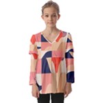 Minimalist Pattern With Simple Lines And Shapes, Creating A Clean And Modern Aesthe Kids  V Neck Casual Top