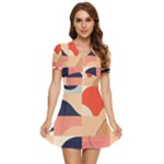 Minimalist Pattern With Simple Lines And Shapes, Creating A Clean And Modern Aesthe V-Neck High Waist Chiffon Mini Dress